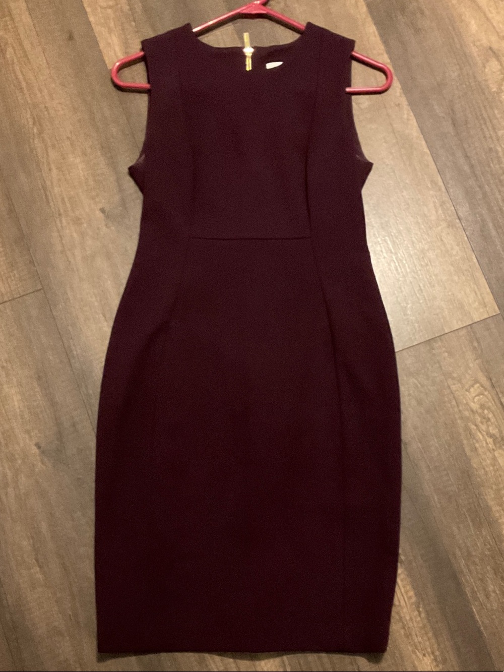 Calvin Klein Sleeveless Sheath Dress in Burgundy